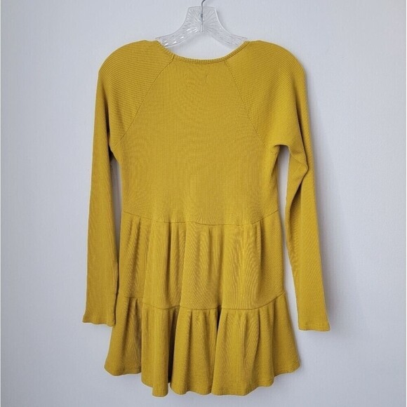 MAEVE ANTHROPOLOGIE Samina Thermal Babydoll Mustard Yellow Top Size X-Small - Picture 8 of 9